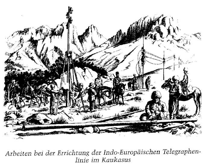 Bau der indo-europischen Telegraphenlinie, klickbar (622 kByte)