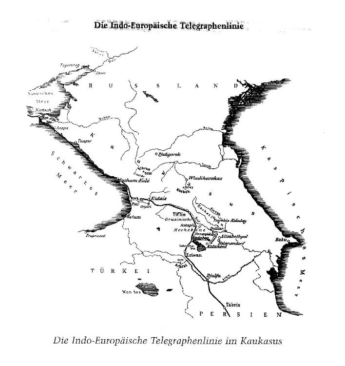 Die indo-europische Telegraphenlinie im Kaukasus, klickbar (622 kByte)